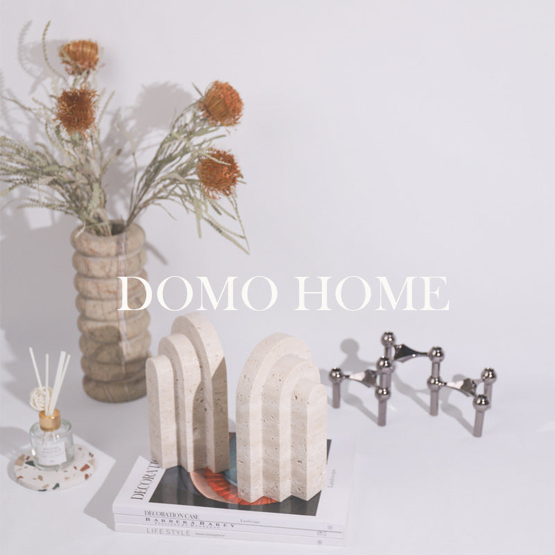 Serre-livres en Pierre Jaune Naturelle de Style Nordique pour la Décoration de la Maison