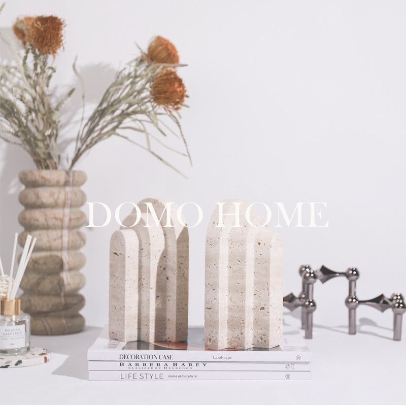 Serre-livres en Pierre Jaune Naturelle de Style Nordique pour la Décoration de la Maison