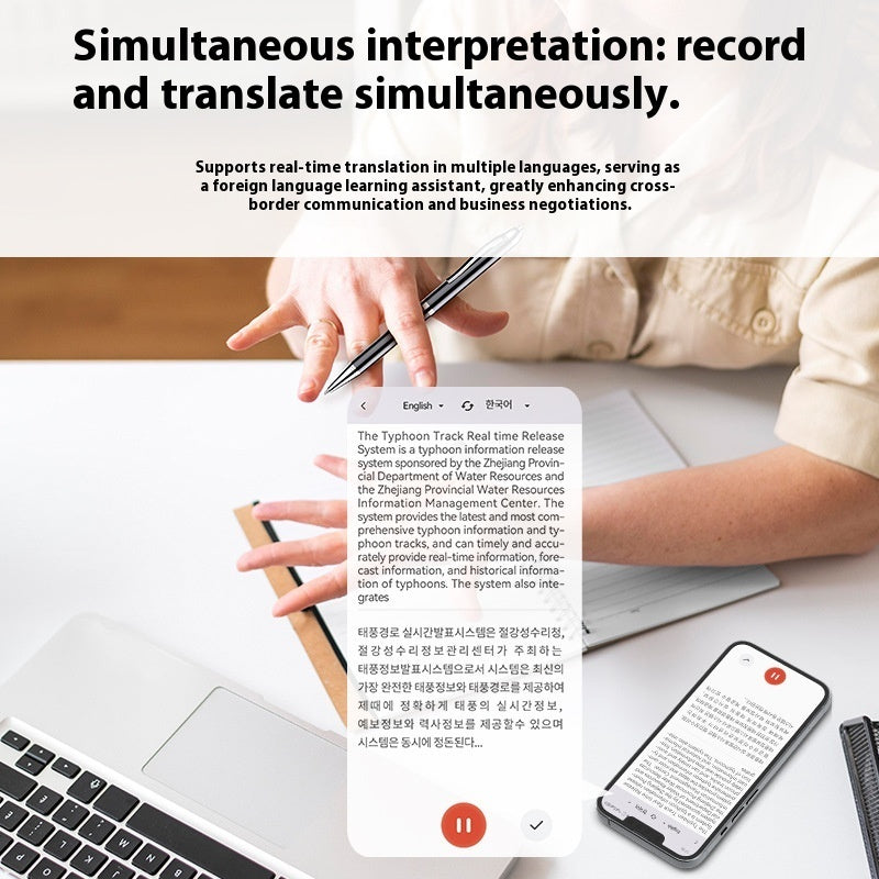 Q90A Intelligent Ai Voice Recorder HD Noise Reduction Real-time Conversion Session Translation Summary File Sharing