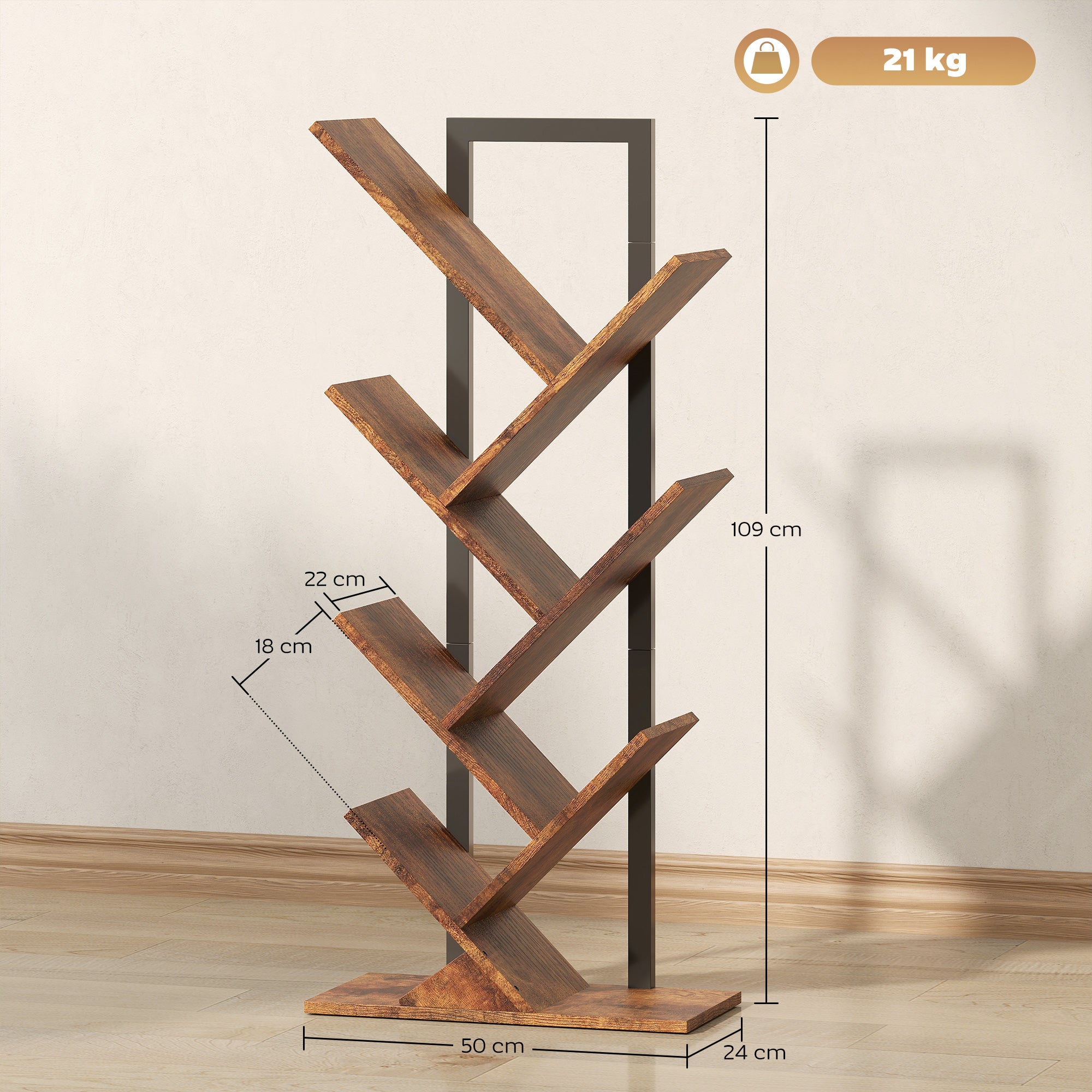 Six-Section Tree Bookcase - Wood-Effect