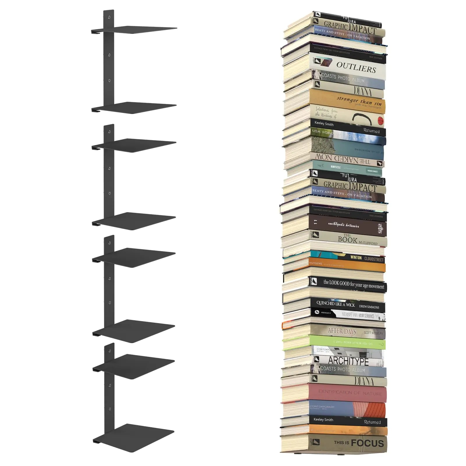 StealthWall 8-Tier Book Tower - Space-Saving Metal Shelves